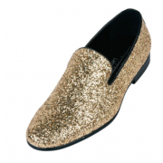 Mardi Gras Gold Sparkle Slip-on Tuxedo Shoes